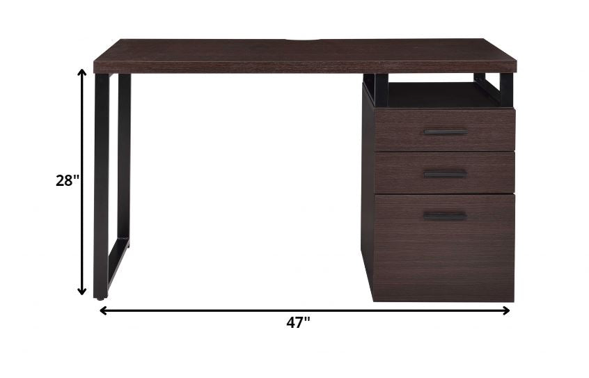 47' X 22' X 28' Dark Oak Pvc Desk