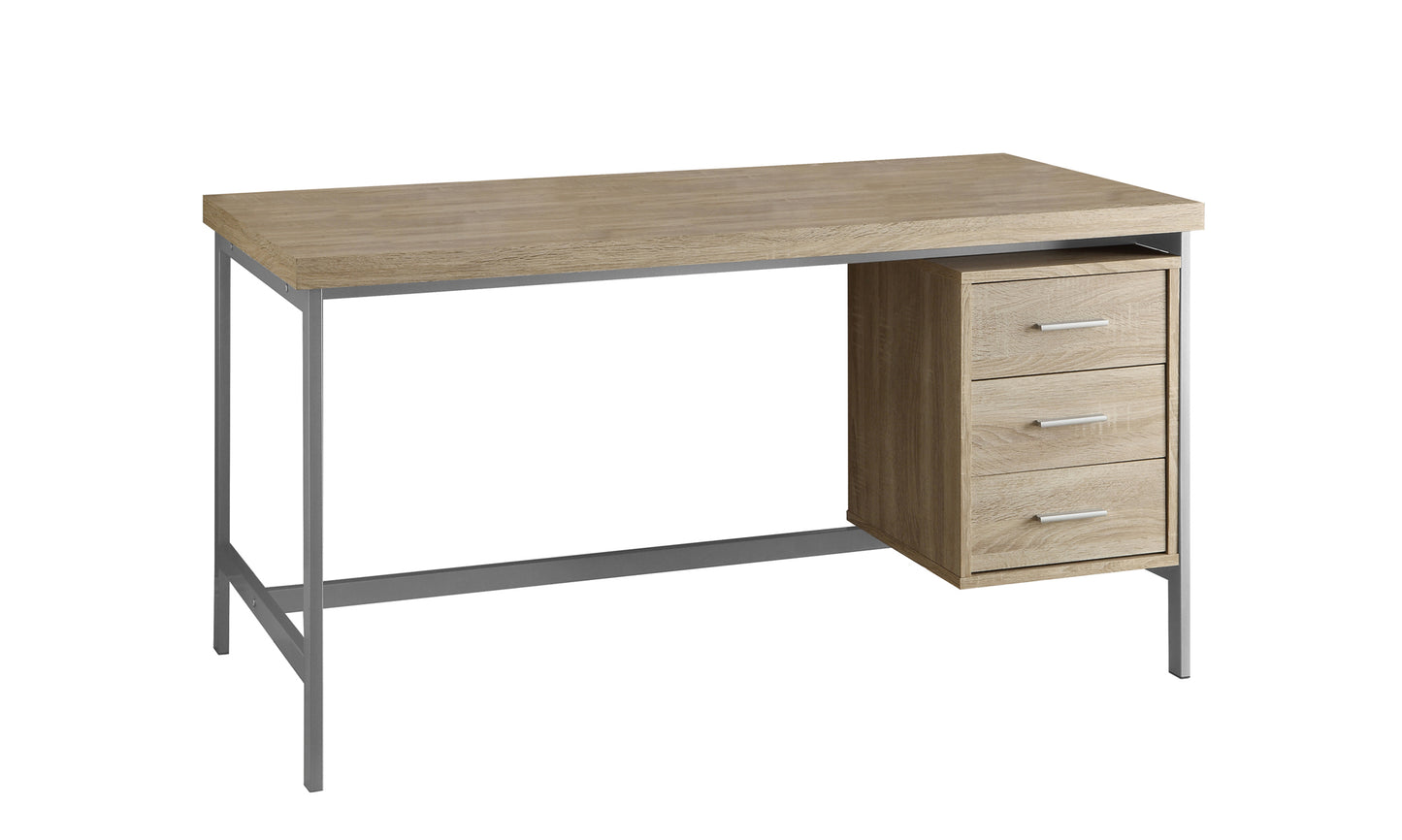 Natural Silver Particle Board Metal Computer Desk