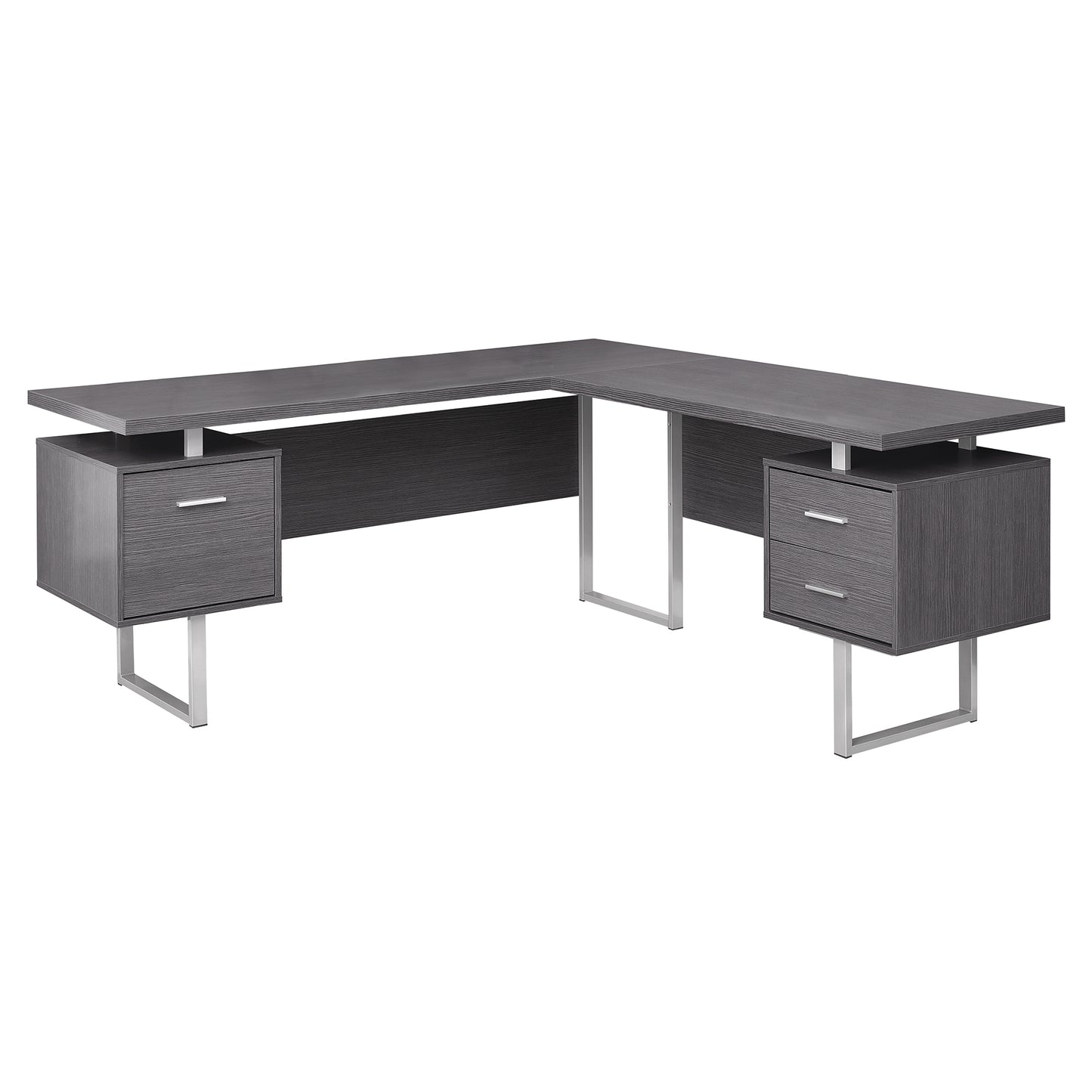 Grey Silver Particle Board  Hollow Core Metal Computer Desk