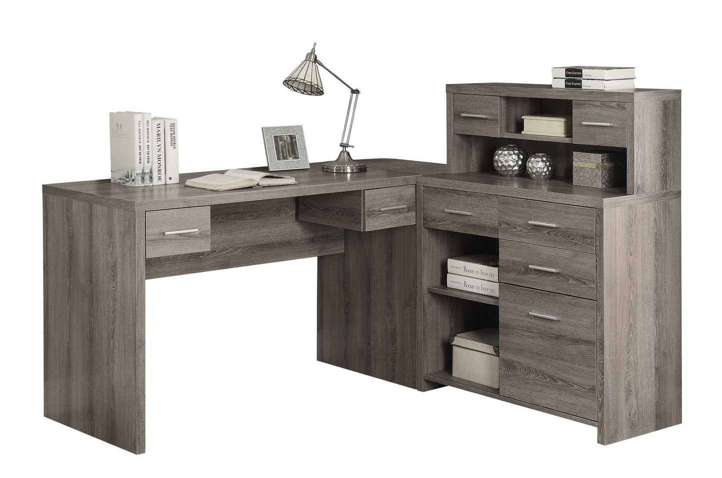 Dark Taupe Particle Board Hollow Core Computer Desk