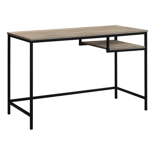 30" Dark Taupe MDF and Black Metal Computer Desk