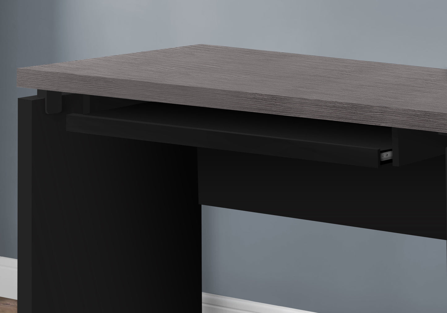 30.75" Black Particle Board  MDF  and Laminate Computer Desk with a Grey Top