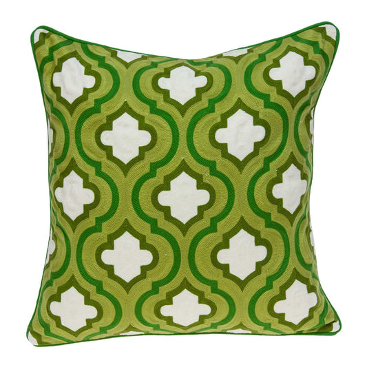 20" x 7" x 20" Cool Traditional Green and White Pillow Cover With Poly Insert