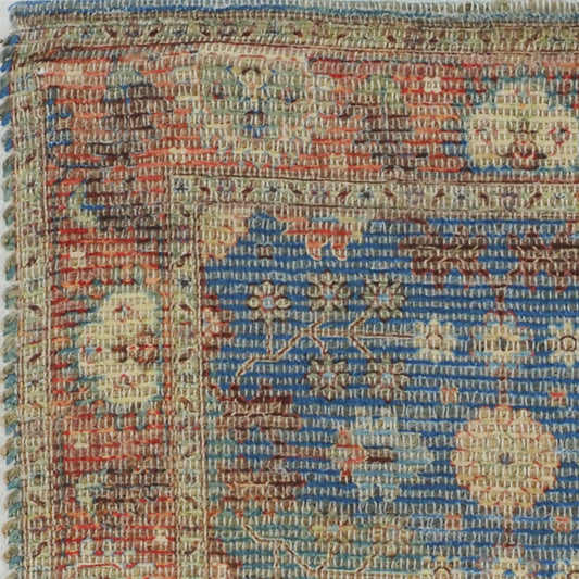 2'x4' Blue Red Hand Woven Floral Traditional Indoor Accent Rug