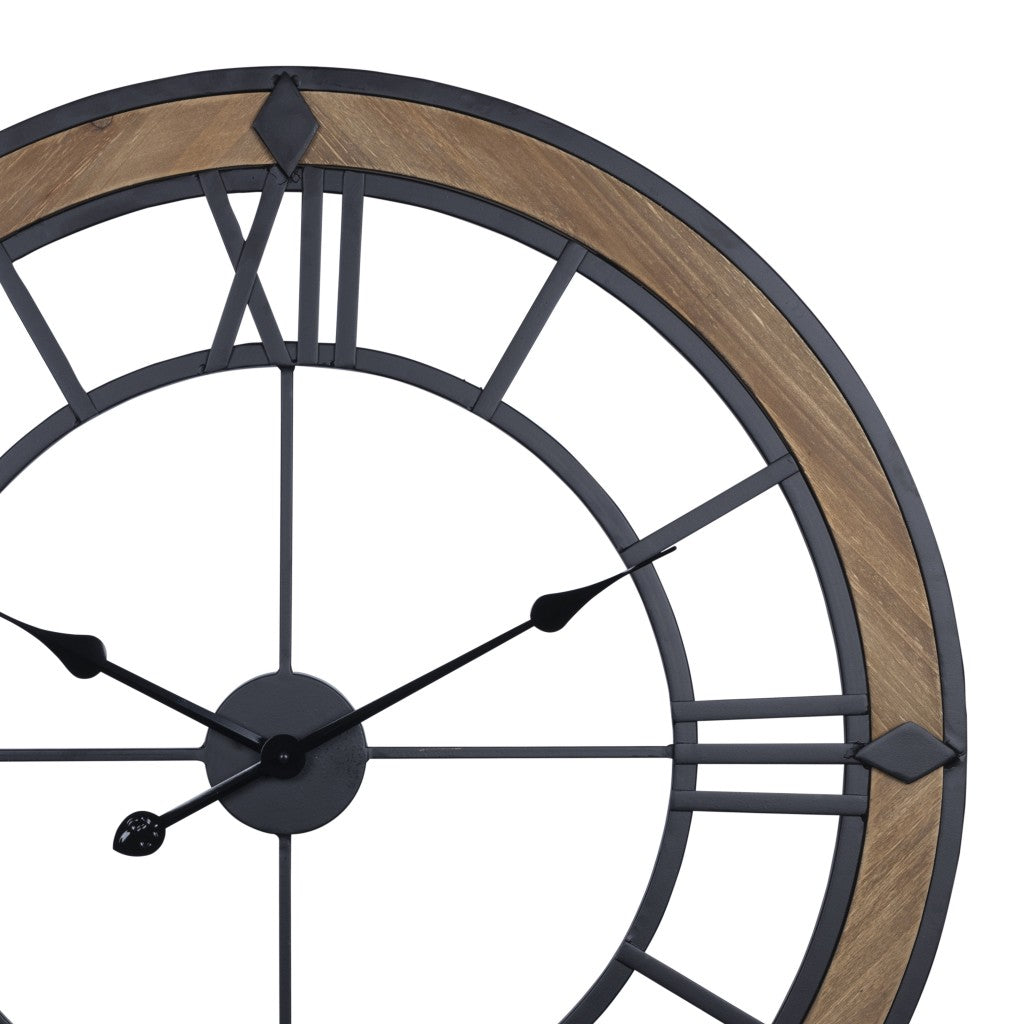 Industrial Wood and Metal Wall Clock