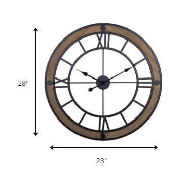 Industrial Wood and Metal Wall Clock