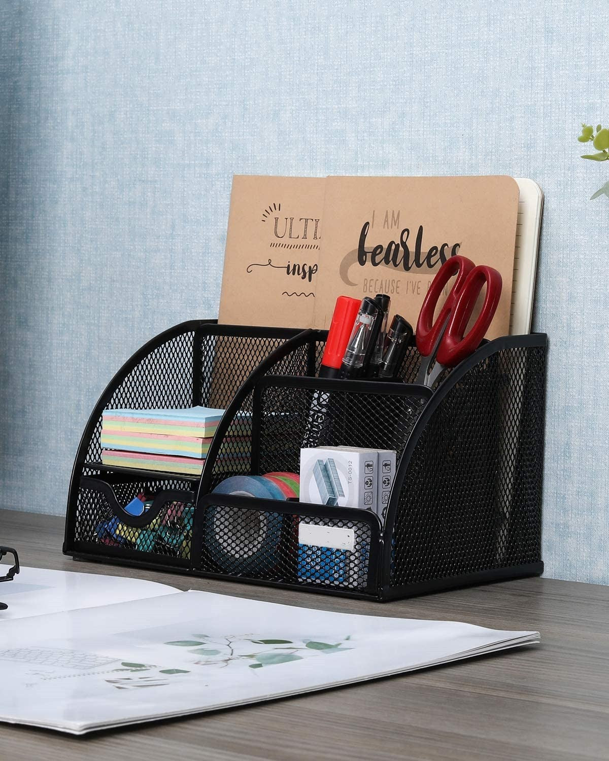 Sleek Matte Black 6 Compartment Desk Organizer