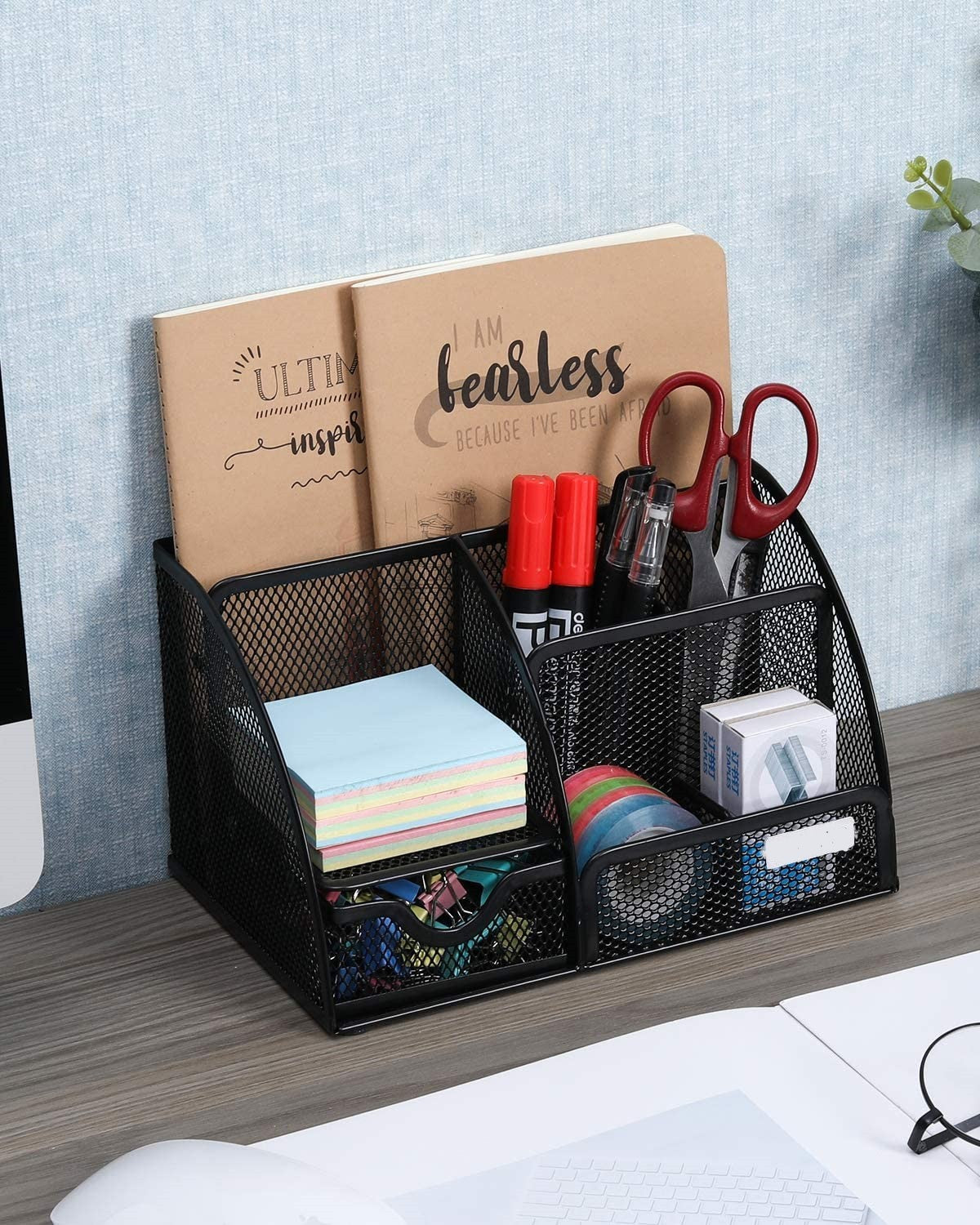 Sleek Matte Black 6 Compartment Desk Organizer