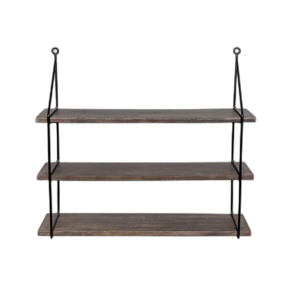 Three Tier Wood and Metal Hanging Wall Shelf